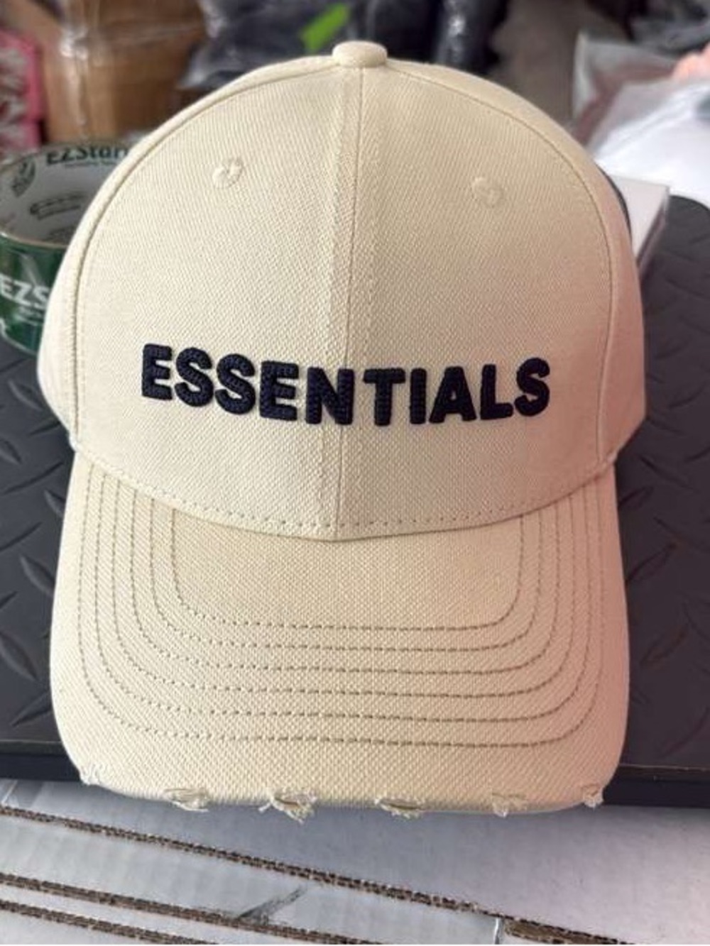 Essentials Beige Cap with Black Embroidered Logo
